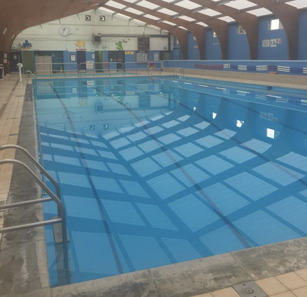Pool depth markings and safety features